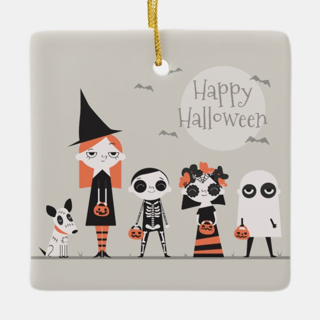 Einfaches und dennoch elegantes Halloween | Kerami Keramikornament (Vorderseite)