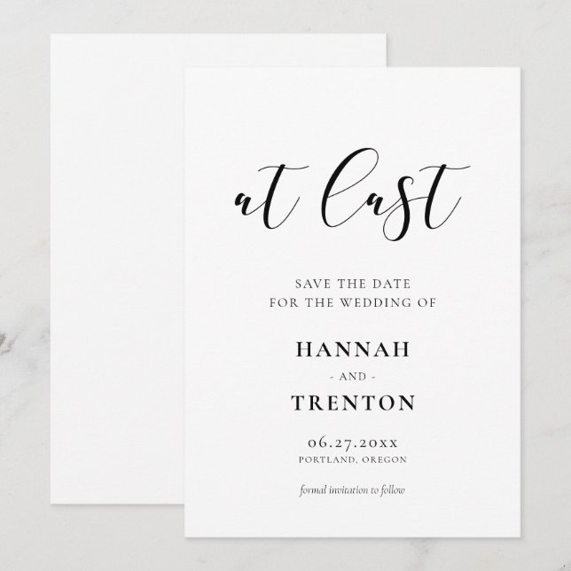Einfaches und elegantes Design Save The Date (Vorne/Hinten)