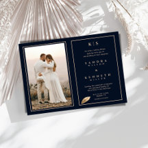 Einfaches und elegantes Navy Blue Foto Gerahmt Hoc
