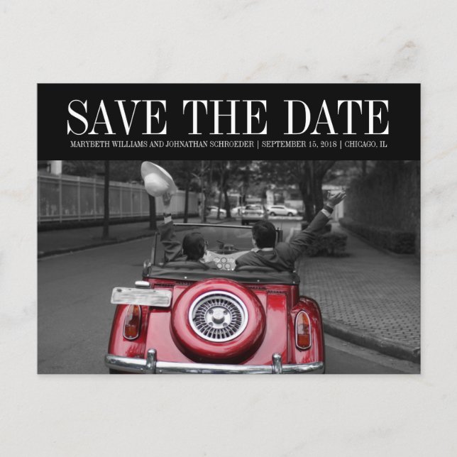 Einfaches und elegantes Save the Date Foto Postkar Ankündigungspostkarte (Vorderseite)