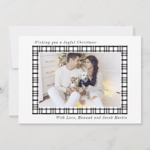 Einfaches und festliches rustikales Kariertes Foto Feiertagskarte