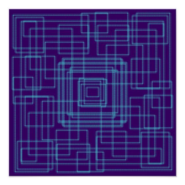 Einfaches und geometrisch blaues Design Poster (Vorderseite)