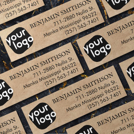 Einfaches und minimales Vintag-Beige-Schwarz-Logo Mini Visitenkarte