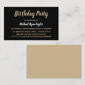 Einfaches und modernes Black/Gold-GeburtstagsTicke Visitenkarte