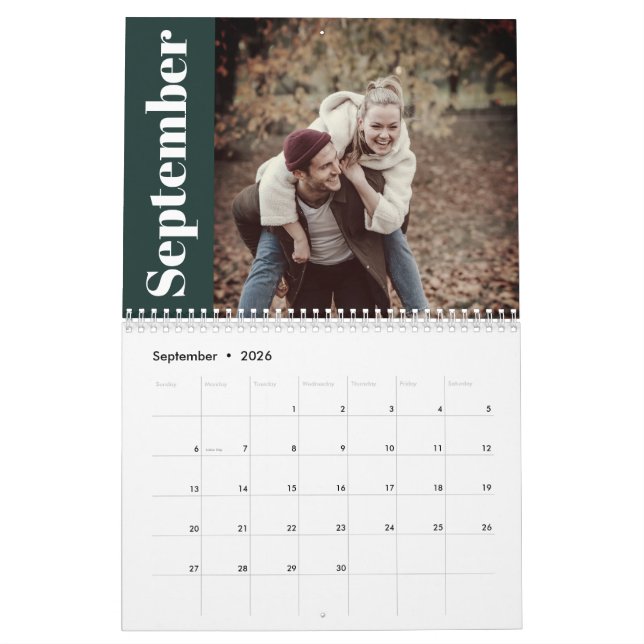 Einfaches und modernes Foto der 2024-Familie grün Kalender (Sep 2026)