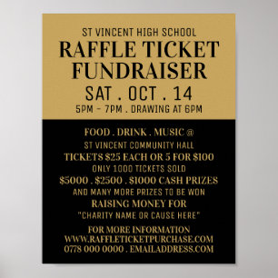 Einfaches und modernes Raffle Ticket Fundraiser Ev Poster