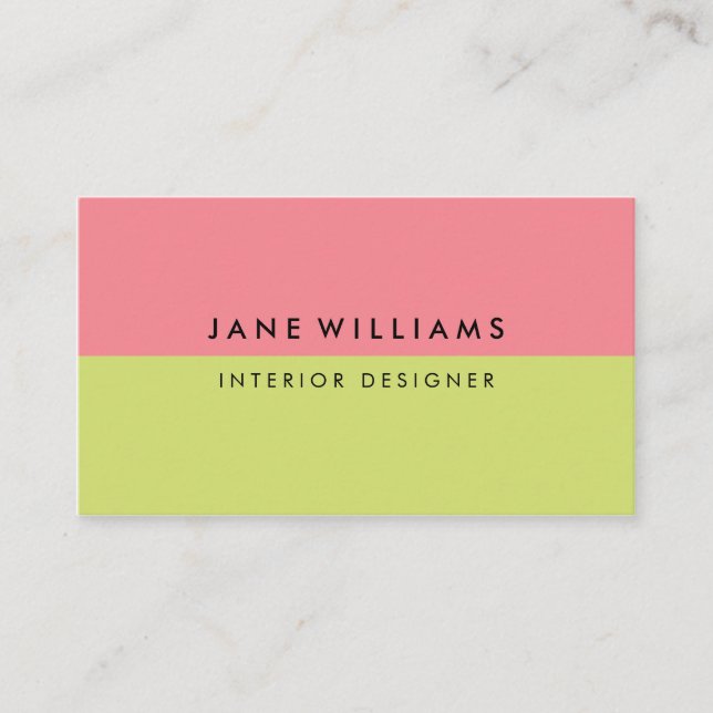 Einfaches und modernes rosa und grün visitenkarte (Vorderseite)