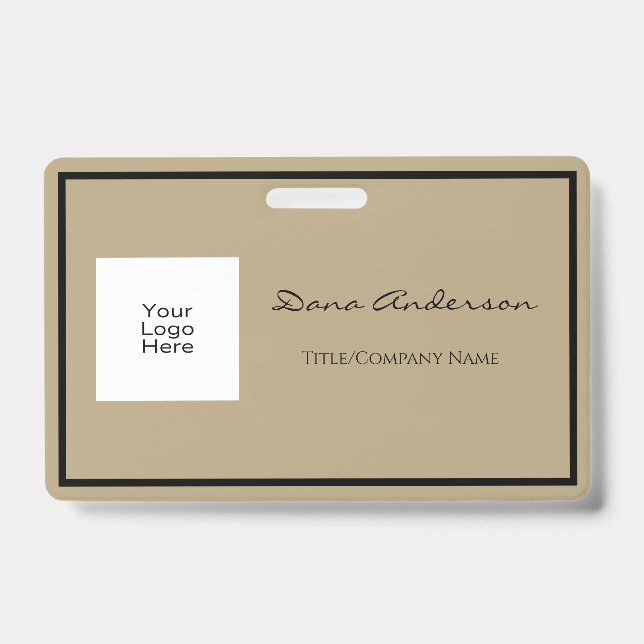 Einfaches und modernes Schwarz-Weiß-Abzeichen Ausweis (Vorderseite)