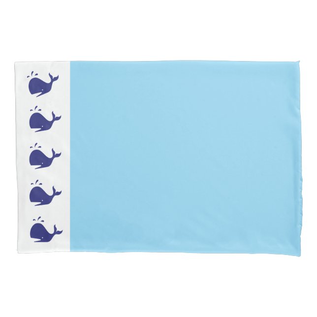 Einfaches und Niedliches Baby Blue Whales Bed Kissenbezug (Vorderseite-Links)