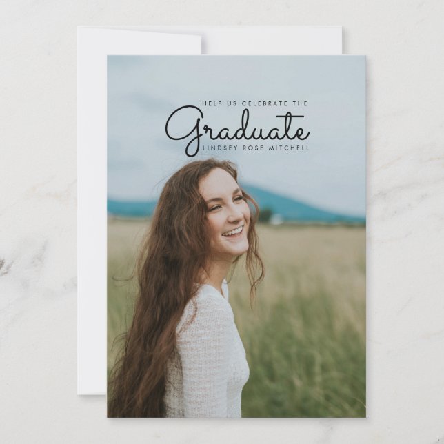 Einfaches und schlankes Graduate Party laden ein Einladung (Vorderseite)