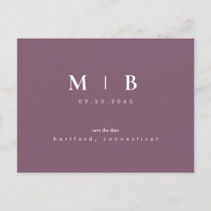 Einfaches und schlichtes Monogramm Lavendel Save-t Ankündigungspostkarte