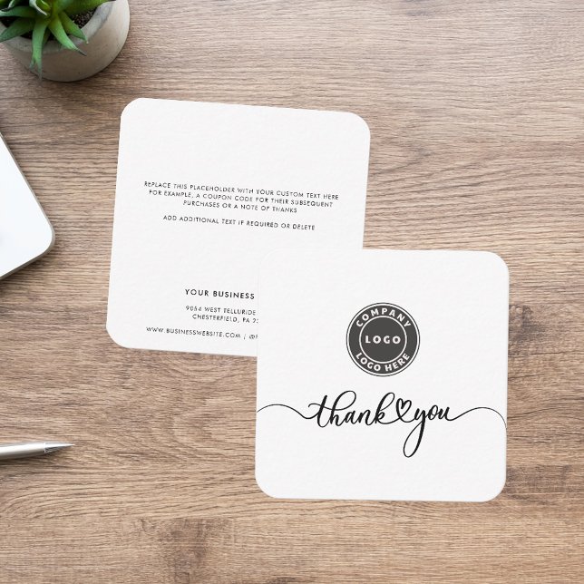 Einfaches Unternehmen Logo Script Business Vielen  Mitteilungskarte (Simple Company Logo Script Business Thank You Note Card)