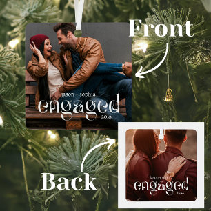 Einfaches Verlobtes Foto mit Elegant und Editierba Ornament Aus Metall