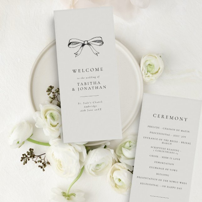 Einfaches Vintag Bow Classic Black Wedding Program Programm (Von Creator hochgeladen)