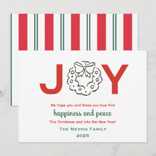 Einfaches Vintage JOY Rot und Grün Weihnachten