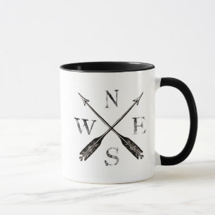 Einfaches Vintage-Rustik-Kompass-Design Tasse