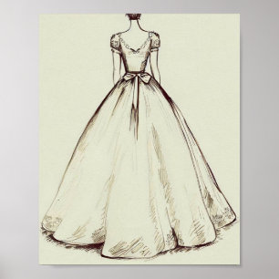 Einfaches Vintage Wedding Dress Poster
