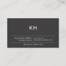 Einfaches Vintages Monogramm-Logo in Dunkelgrau/Ro Visitenkarte