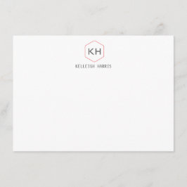 Einfaches Vintages Monogramm-Logo in grauer/roter  Mitteilungskarte