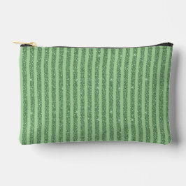 Einfaches Waldgrün-Glitter-Style-Streifenmuster ve Zubehörtasche