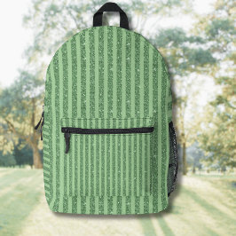 Einfaches Waldgrün-Glitter-Style-Vertikalstreifen- Bedruckter Rucksack