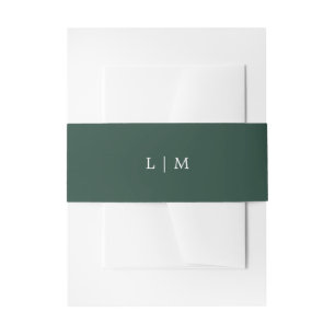 Einfaches Waldgrün-Monogramm Elegante Hochzeit Einladungsbanderole