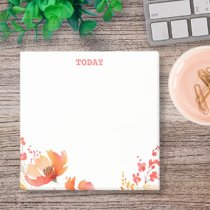 Einfaches Wasserfarben-Blumenmuster mit individuel Post-it Klebezettel