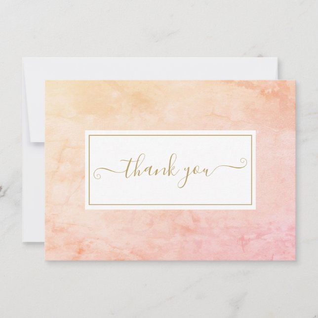 Einfaches Watercolor-Marmor-Gold-Script Dankeskarte (Vorderseite)