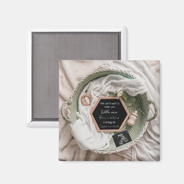 Einfaches, weiches neutrales Schwangerschaftsankün Magnet (Vorderseite/Rückseite)