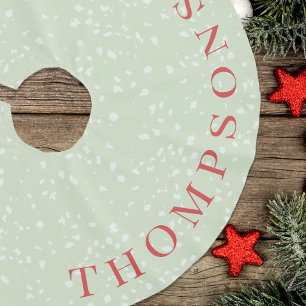 Einfaches Weihnachten Grün Weiß Schnee Benutzerdef Polyester Weihnachtsbaumdecke
