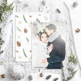 Einfaches Weihnachts-Cotton Winter Wedding Foto Folien Feiertagskarte