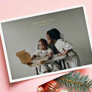 Einfaches Weihnachts-Foto mit benutzerdefiniertem  Folien Feiertagskarte