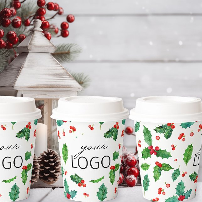 Einfaches Weihnachts-Geschäftslogo Pappbecher (Logo branded Christmas takeout coffee cups)