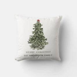 Einfaches Weihnachtsbaum in Wasserfarbe Kissen