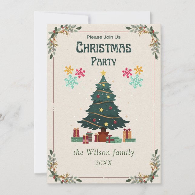 Einfaches Weihnachtsbaum-Party, nicht Foto Feiertagskarte (Vorderseite)