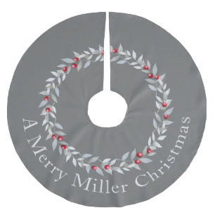 Einfaches Weihnachtsbaumdesign - Grau & Rot Polyester Weihnachtsbaumdecke