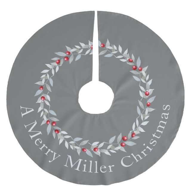 Einfaches Weihnachtsbaumdesign - Grau & Rot Polyester Weihnachtsbaumdecke (Vorderseite)