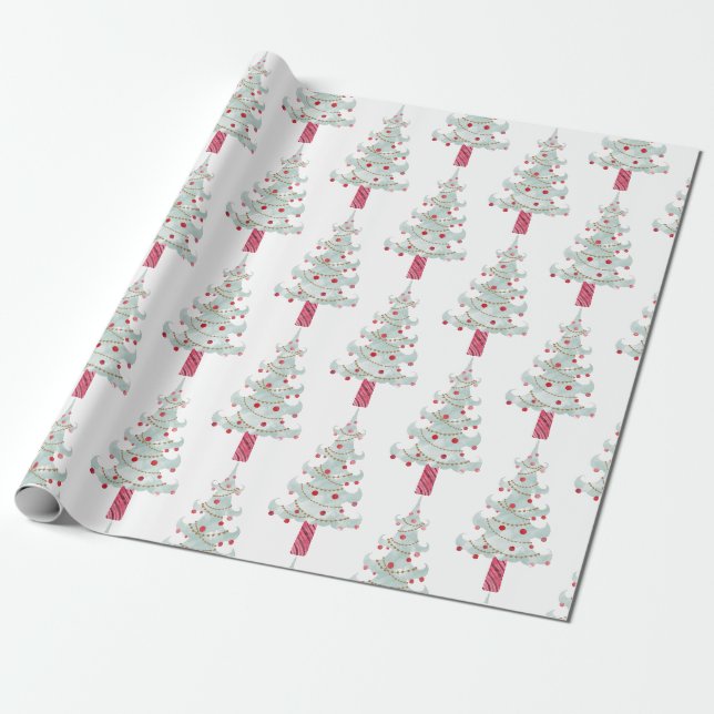 Einfaches Weihnachtsbaummuster Geschenkpapier (Ungerollt)