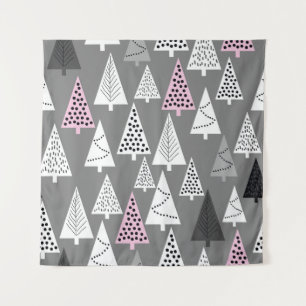 Einfaches Weihnachtsmuster. Abstrakt grau-weiß Wandteppich