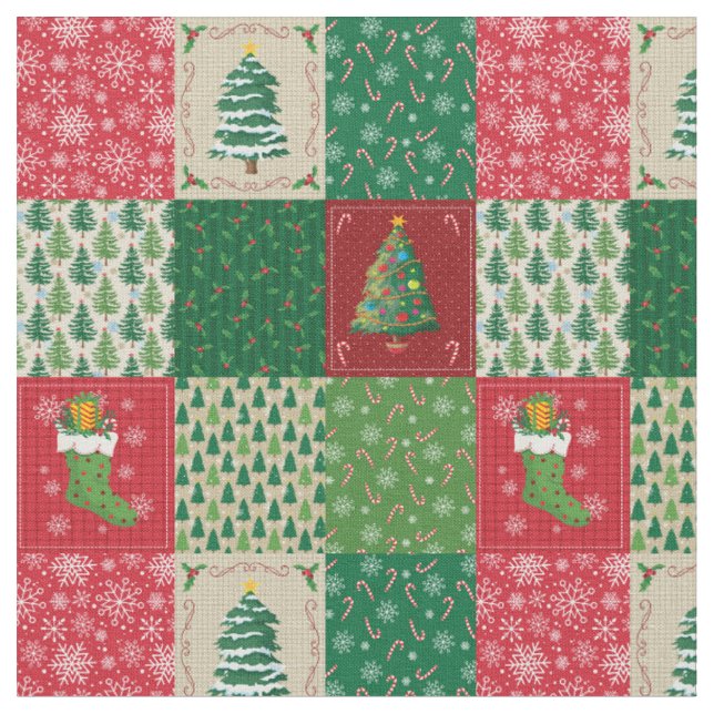 Einfaches Weihnachtsquilts-Patchwork Stoff (Nahaufnahme)
