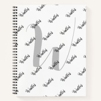 Einfaches Weiß - Anfangsbuchstabe Monogramm Notizbuch