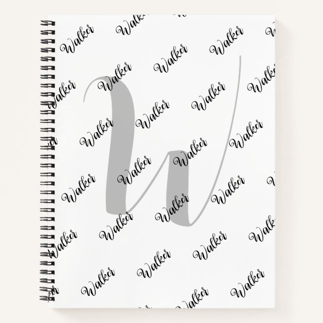 Einfaches Weiß - Anfangsbuchstabe Monogramm Notizbuch (Vorderseite)