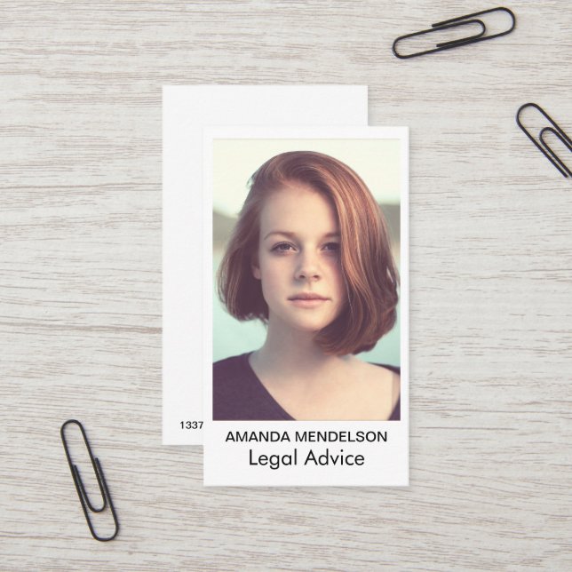 Einfaches Weiß mit Bild Visitenkarte (Vorderseite/Rückseite Beispiel)