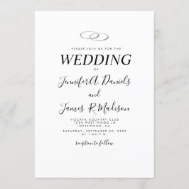 Einfaches Weiß mit Rings Wedding Einladung