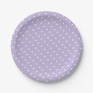Einfaches Weiß und Violett Lavendel Tupfenmuster Pappteller