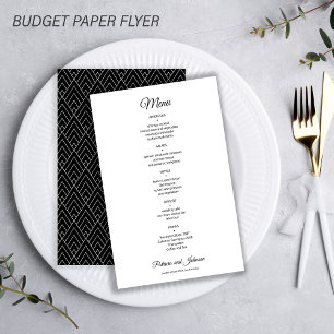 Einfaches weißes elegantes Hochzeitsmenü im Budget Flyer