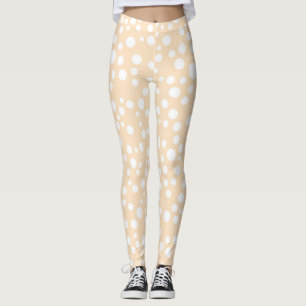 Einfaches weißes gepunktetes Muster auf pfirsichfa Leggings