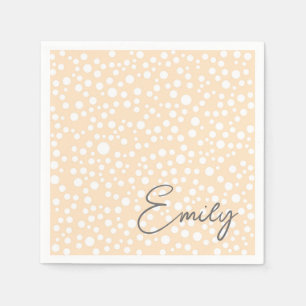 Einfaches weißes gepunktetes Muster auf pfirsichfa Serviette