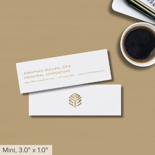 einfaches weißes Gold-Logo Mini Visitenkarte