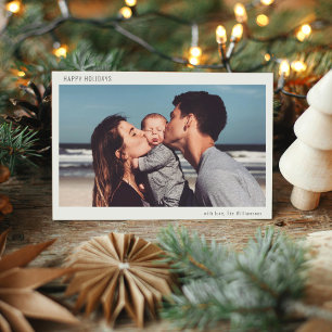 Einfaches weißes modernes Weihnachtsfoto mit Rahme Feiertagskarte